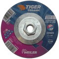 Weiler 5" x .045" TIGER CERAMIC Type 27 Cutting Wheel CER60S 5/8-11 Nut 58308